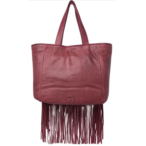 Frye Vivian Leather Fringe Tote Bag in Brick Red - Picture 5 of 7